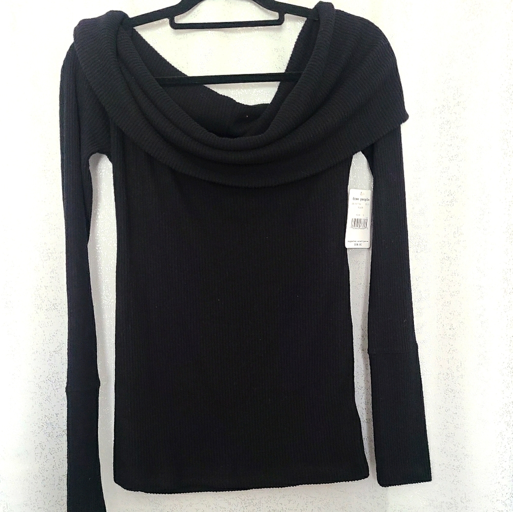 Free People Black OTS Sweater